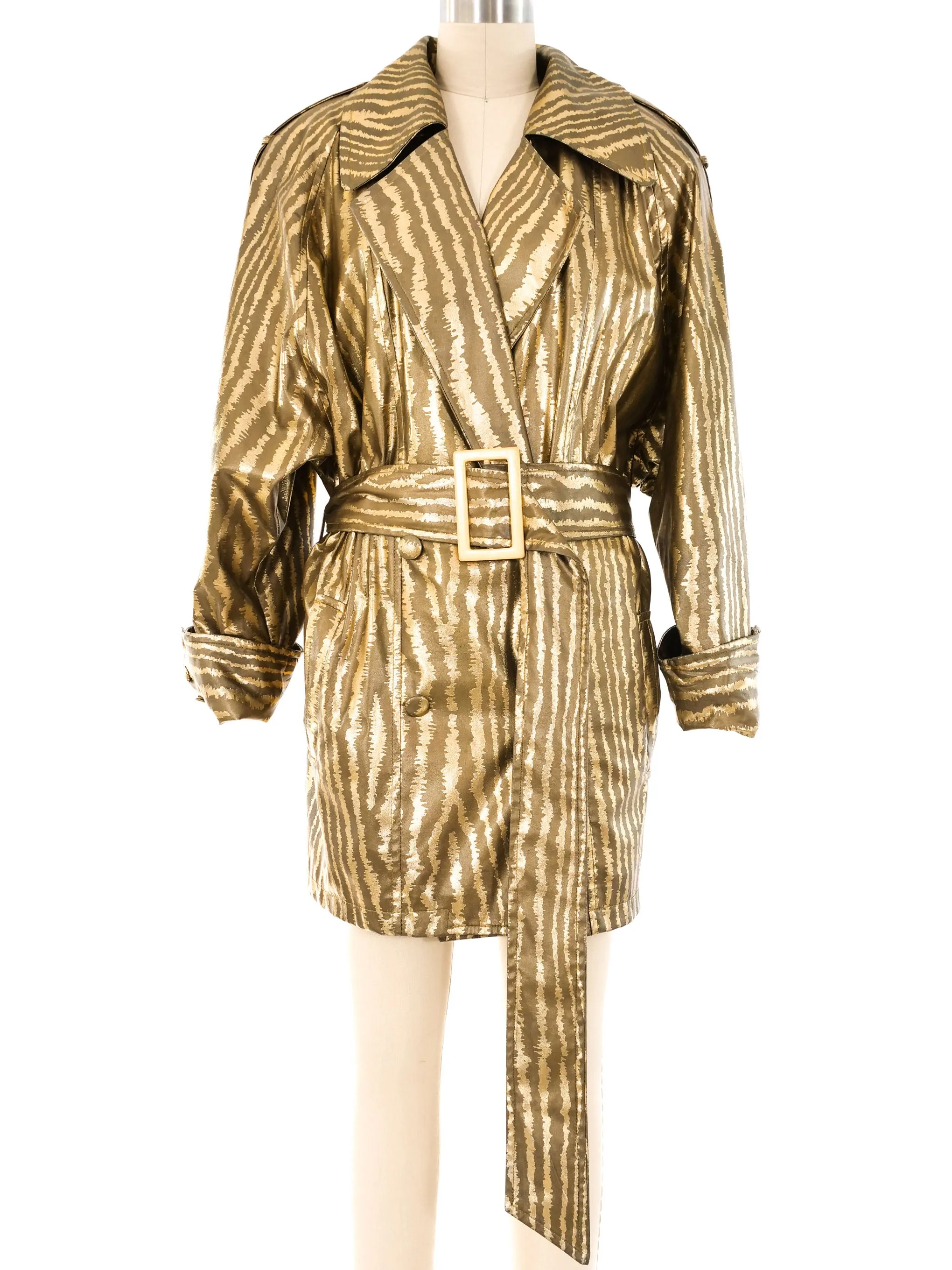 1980's Striped Gold Trench Coat