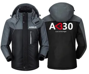 Airbus A330 Love At First Flight Winter Jacket - Water-Resistant, Windproof, Unique Design