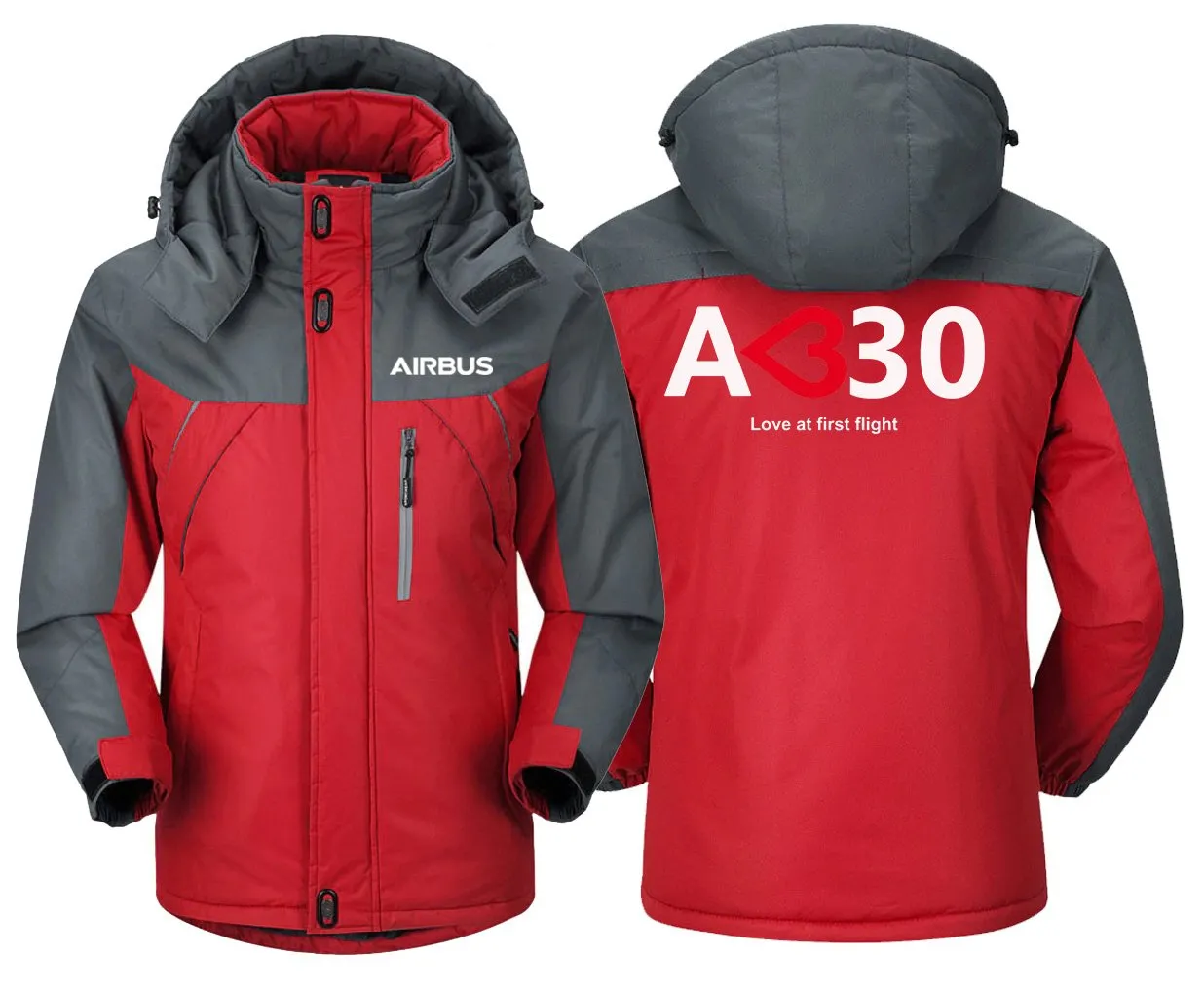 Airbus A330 Love At First Flight Winter Jacket - Water-Resistant, Windproof, Unique Design