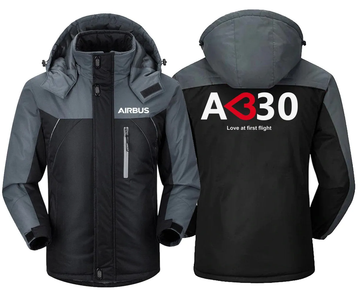 Airbus A330 Love At First Flight Winter Jacket - Water-Resistant, Windproof, Unique Design