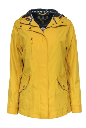 Barbour - Yellow Waterproof Zip-Up Hooded Rain Jacket Sz 10