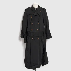 BLACK Comme des Garçons Double Breasted Trench Coat (Black)