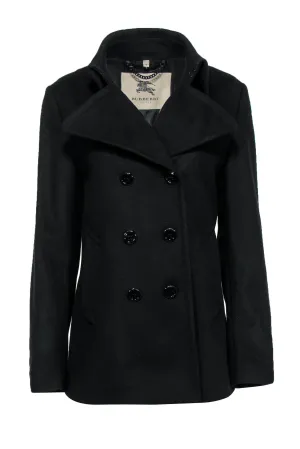 Burberry - Black Wool Pointed Collar Peacoat Sz M