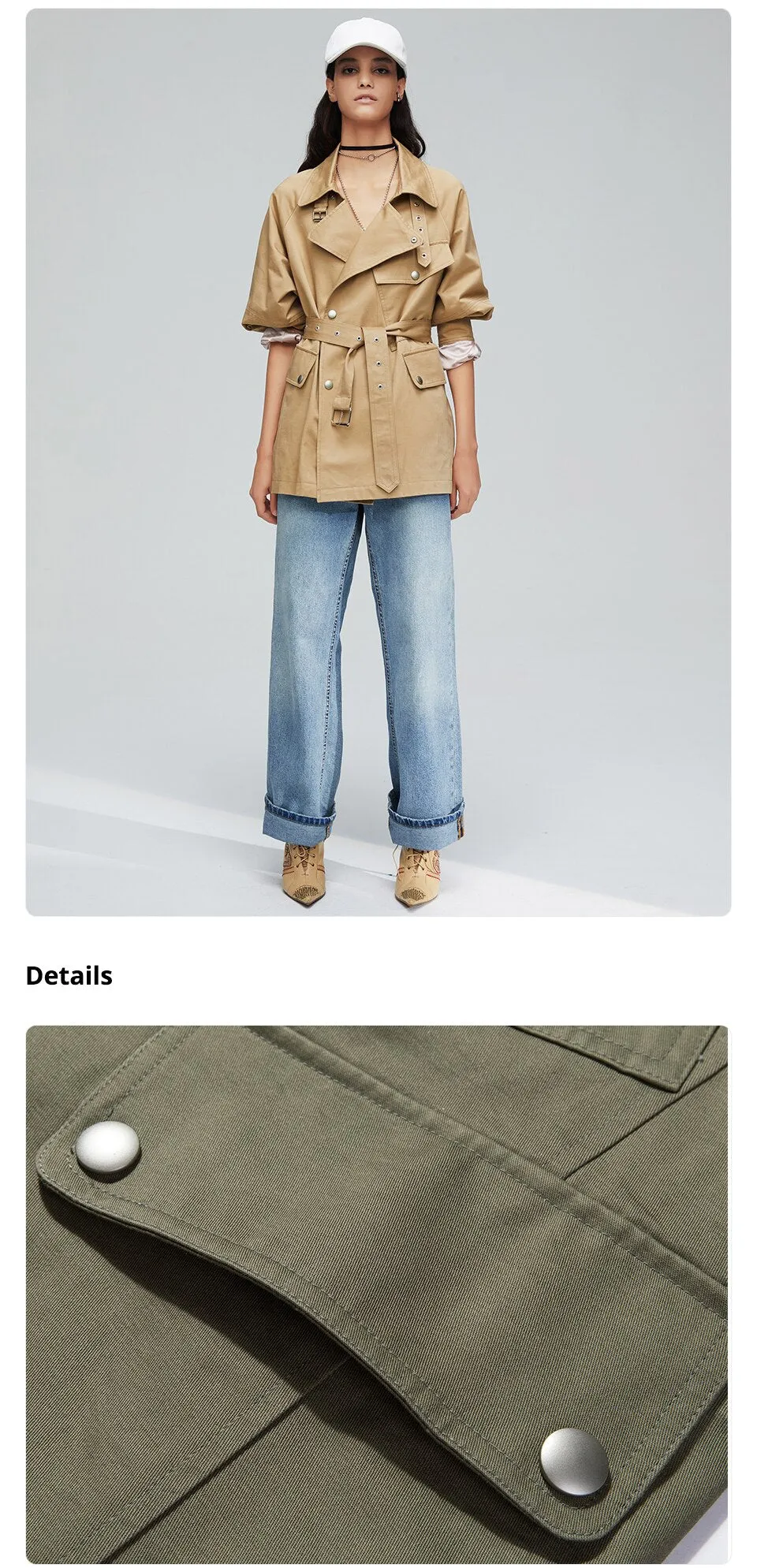 Double Breasted Short Trench Coat