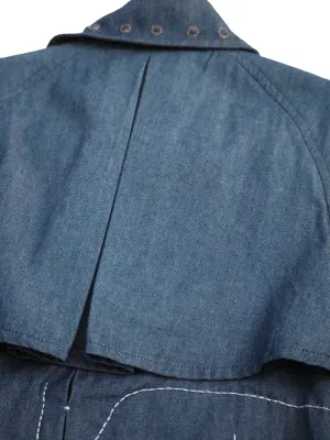 Elle Denim Abstract Face Cape Coat