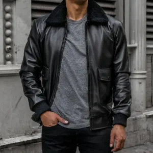 Flight Leather Jacket With Fur