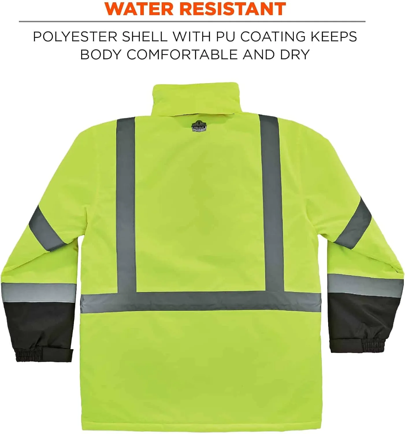 High Visibility Reflective Winter Safety Jacket, Insulated Parka, ANSI Compliant, Ergodyne GloWear 8384,X-Large,Lime
