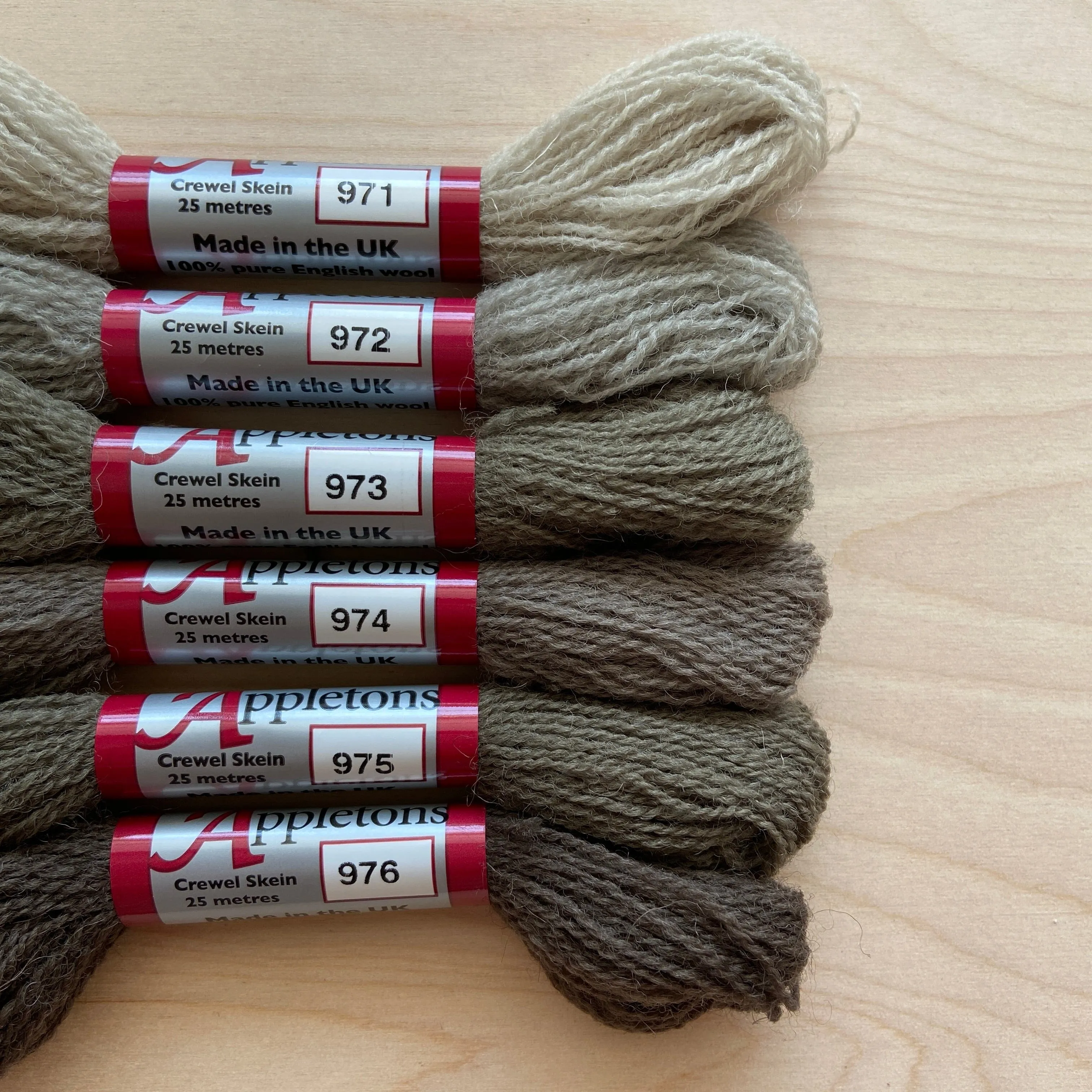 Individual Appleton Crewel Wool Skeins from the Elephant Grey Colorway