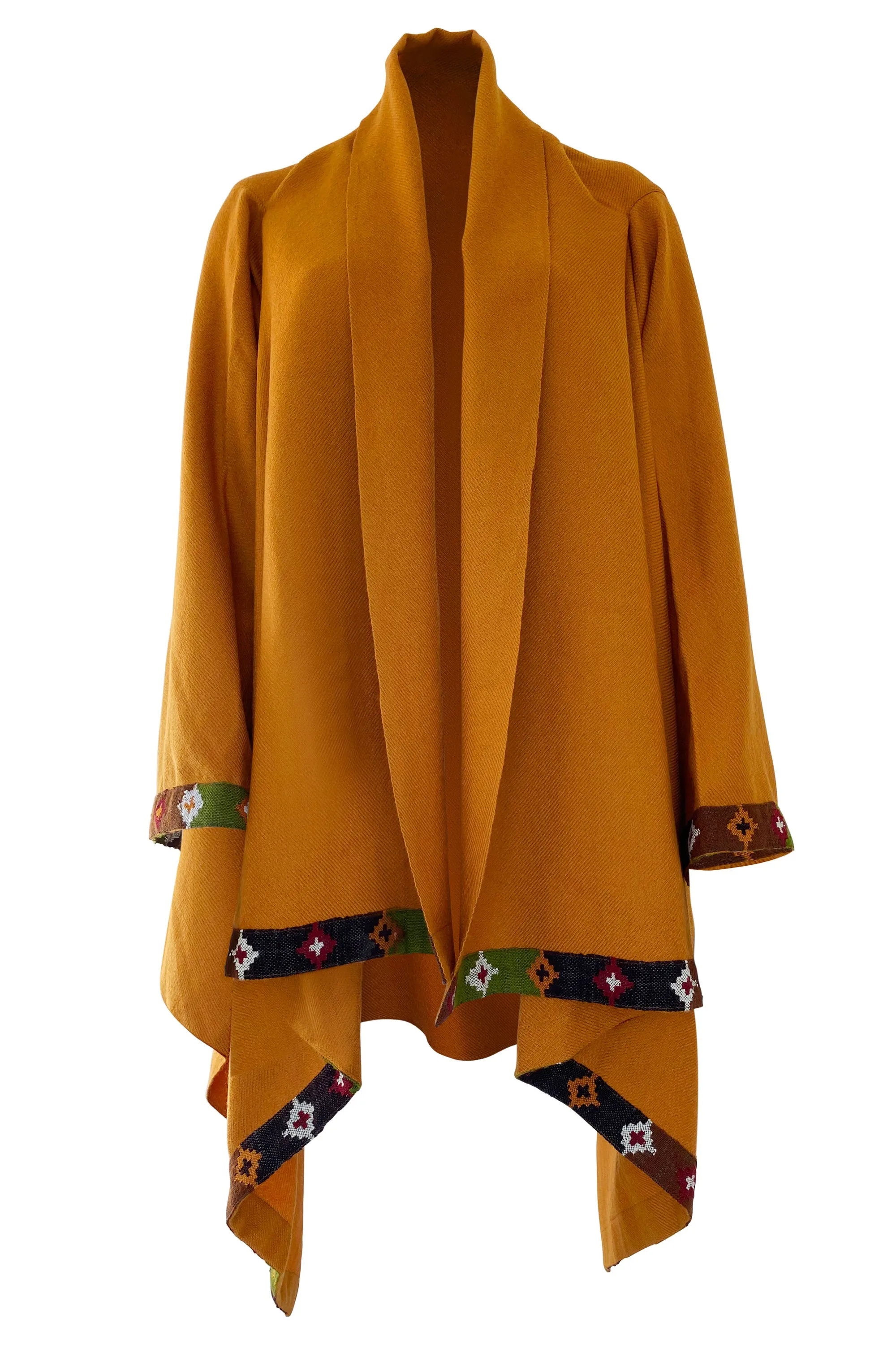 Julahas Mustard Cocoon Coat Cape