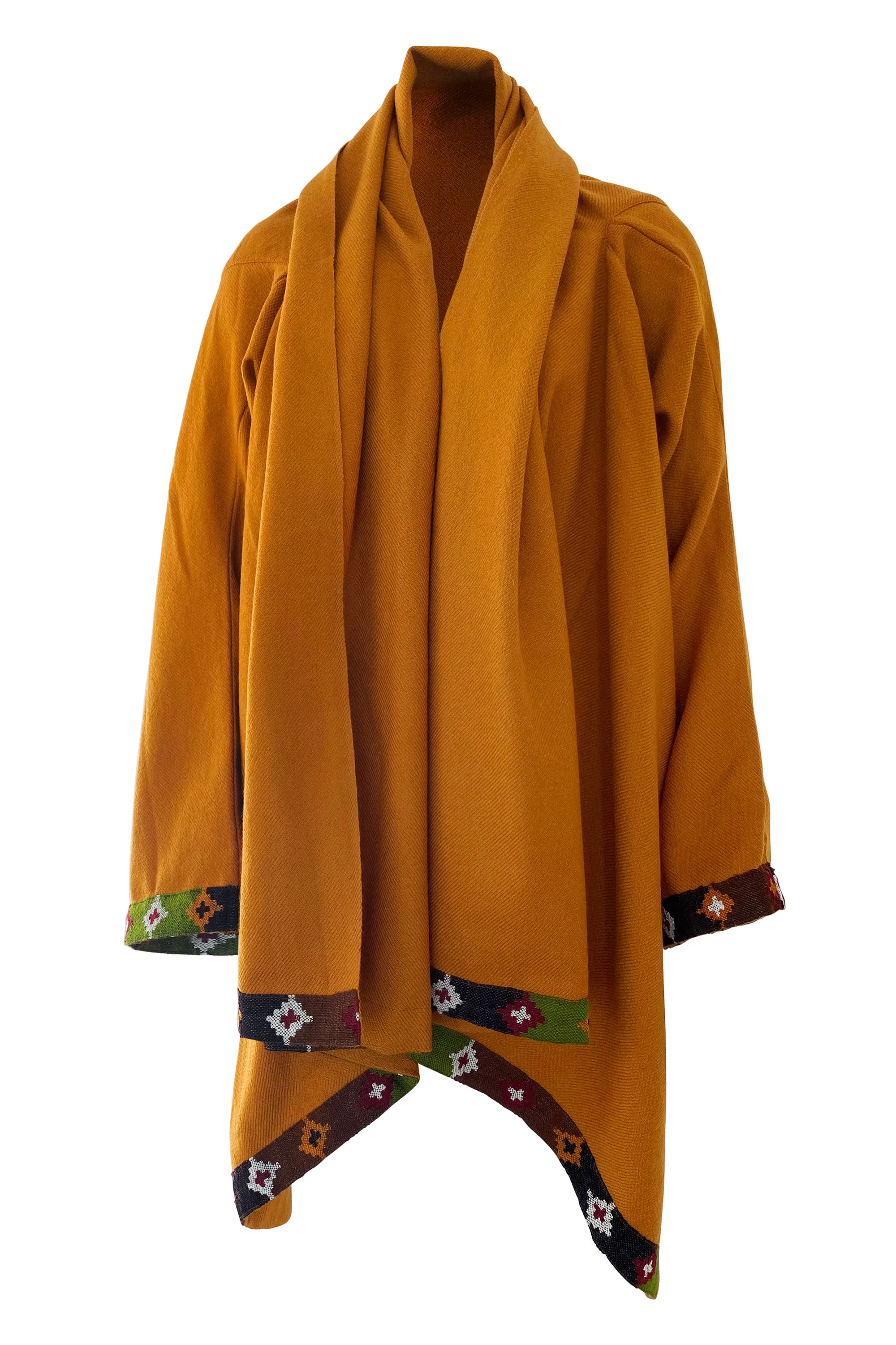 Julahas Mustard Cocoon Coat Cape