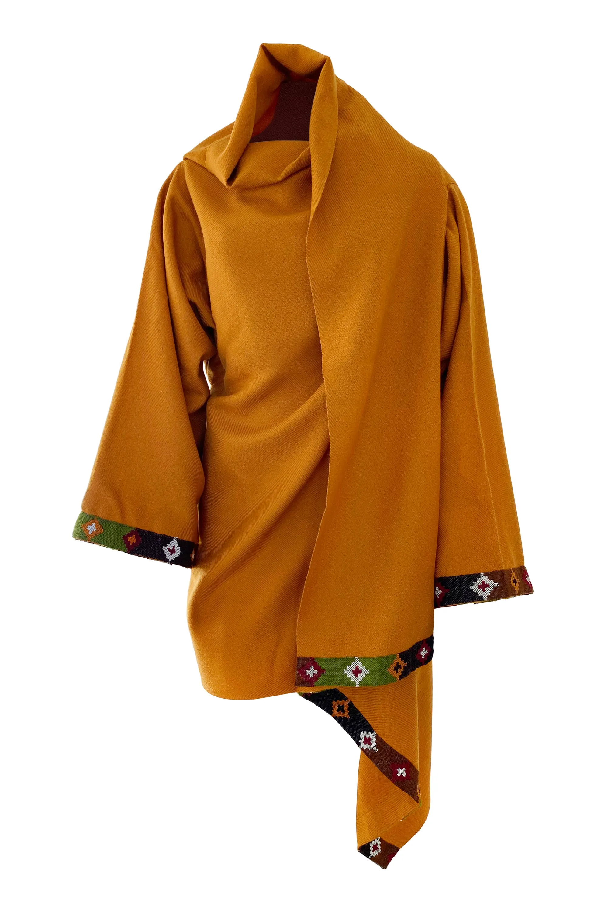 Julahas Mustard Cocoon Coat Cape