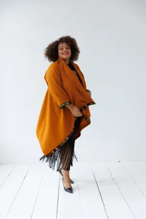 Julahas Mustard Cocoon Coat Cape