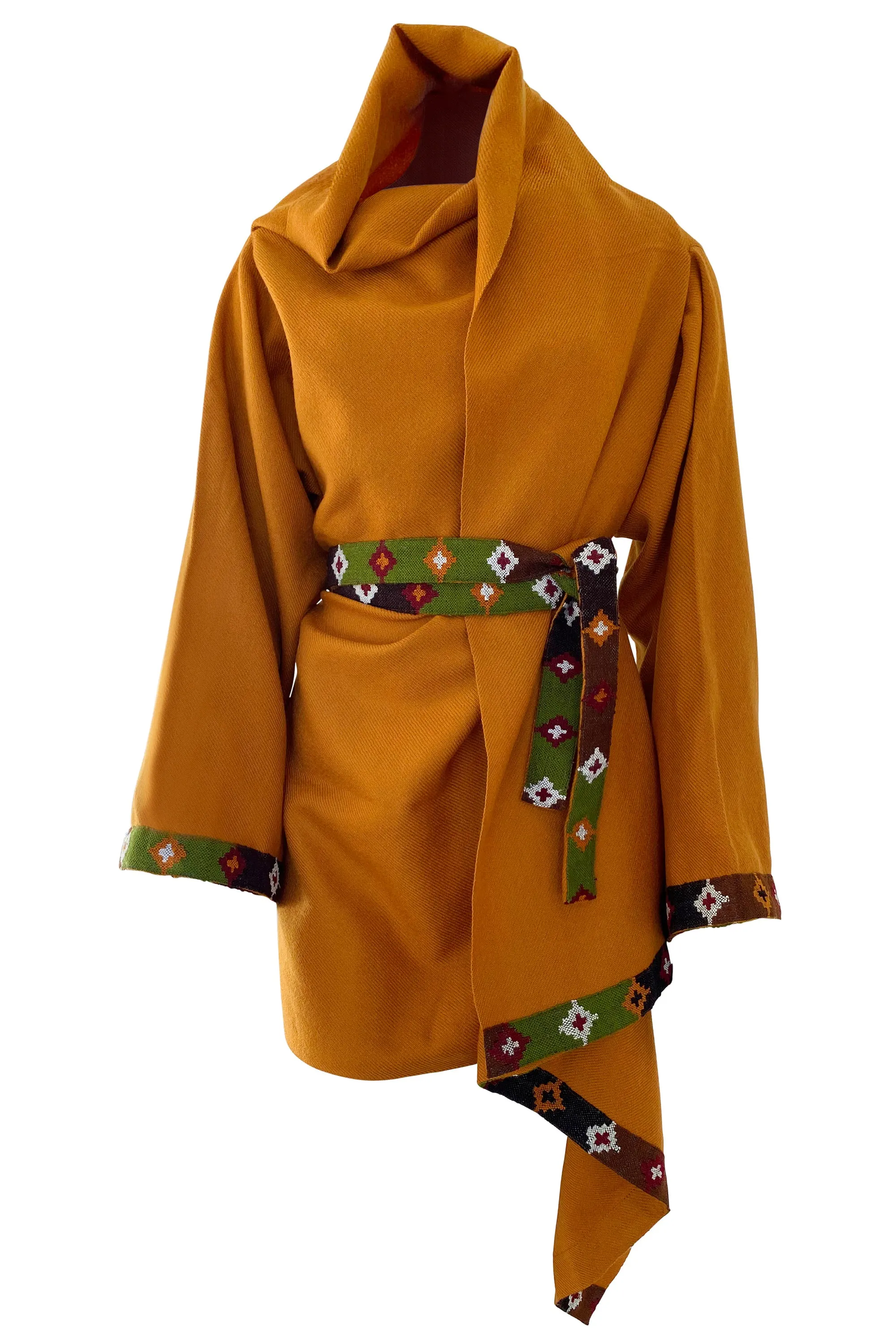 Julahas Mustard Cocoon Coat Cape