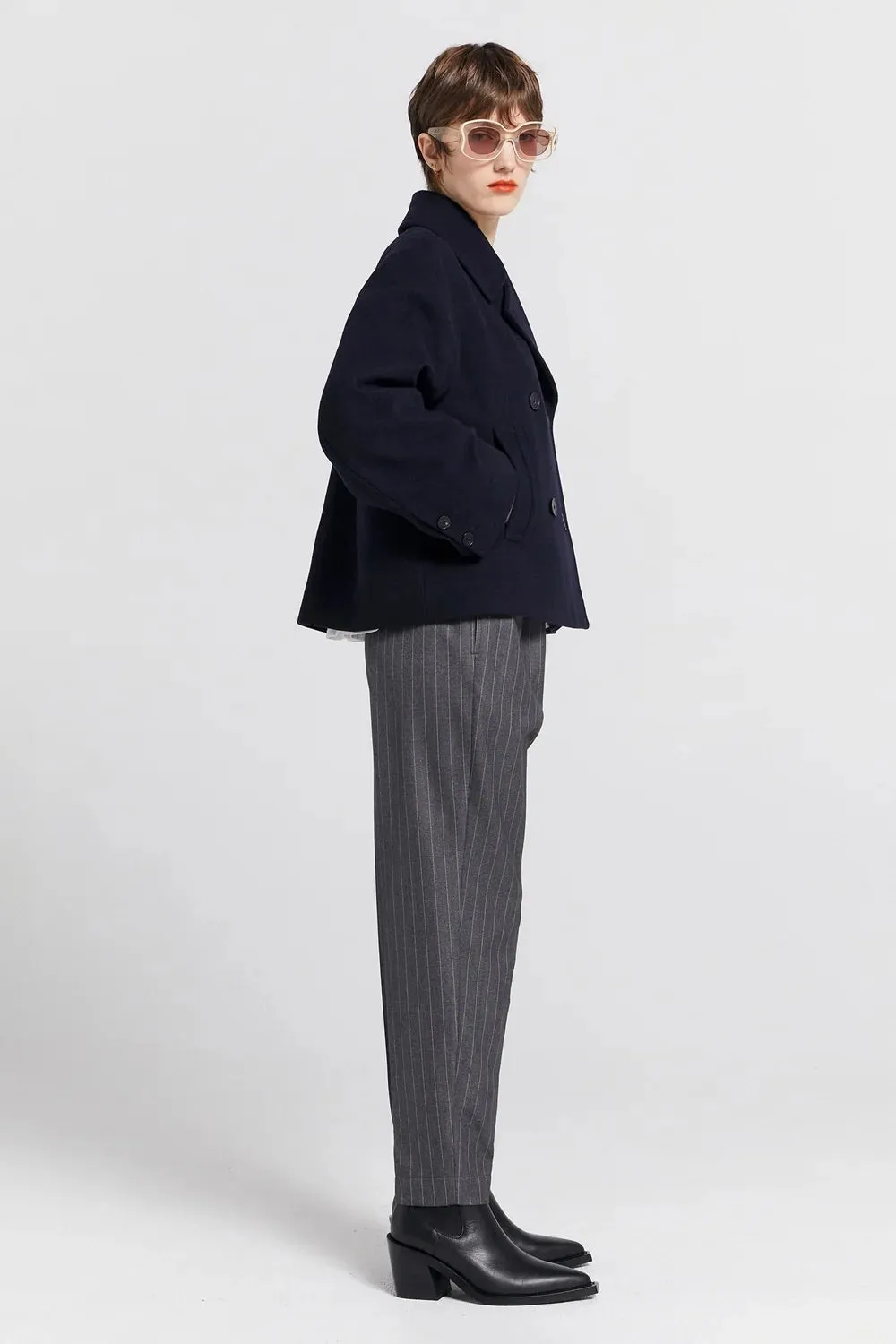 Karen Walker Cropped Peacoat // Navy