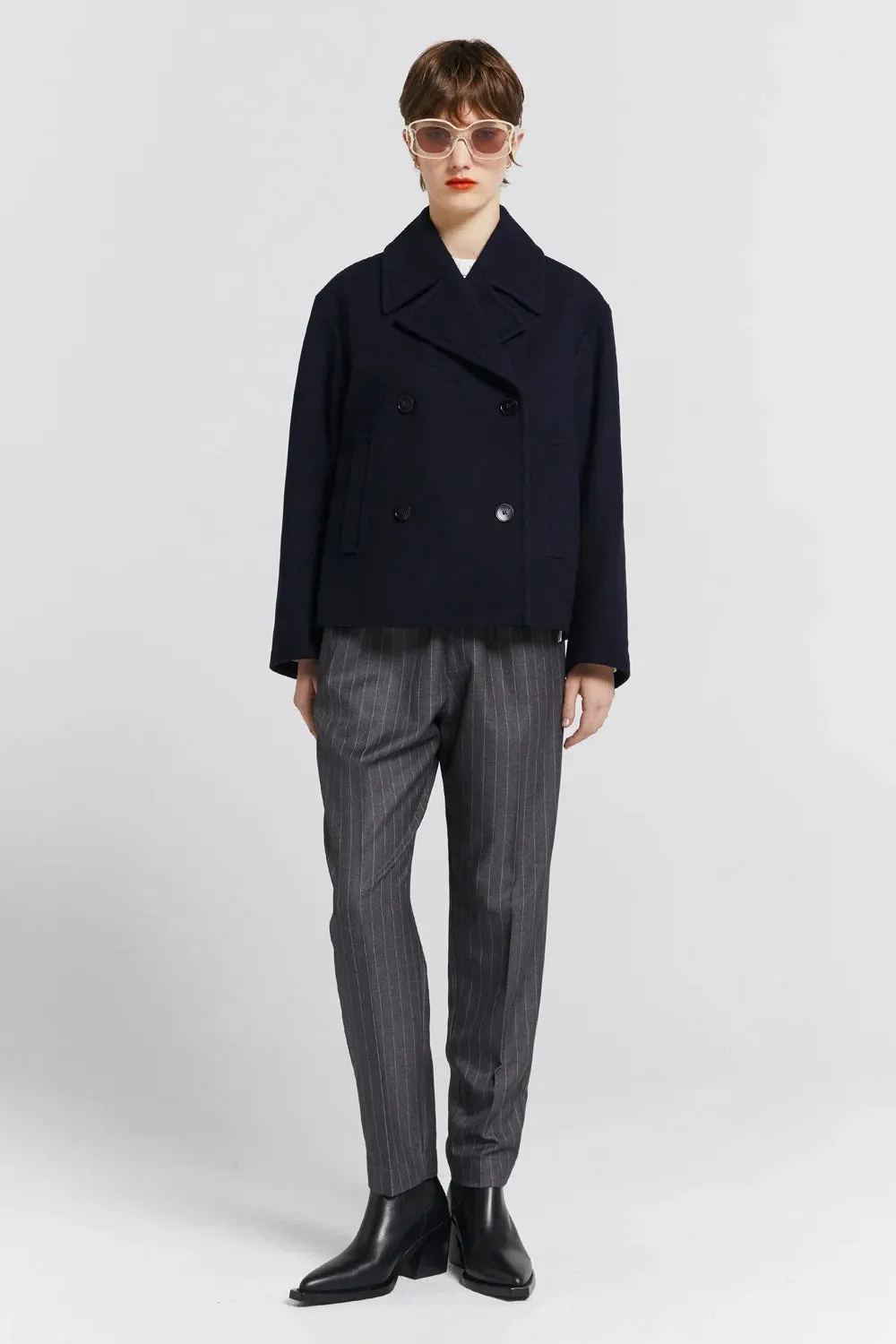 Karen Walker Cropped Peacoat // Navy