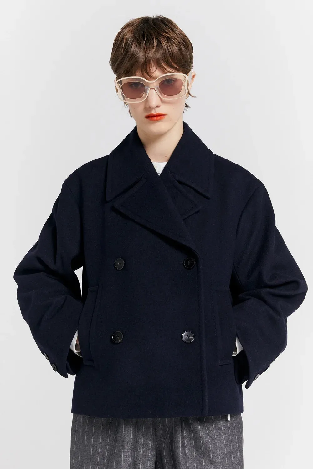 Karen Walker Cropped Peacoat // Navy