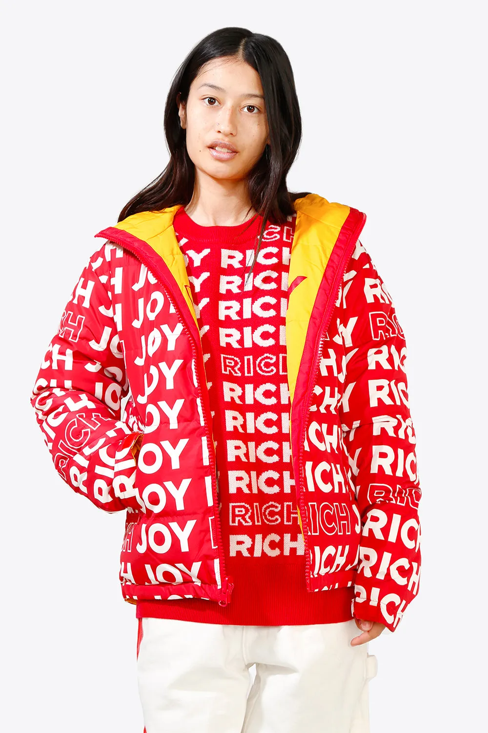 Logo Reversible Nylon Jacket /Yellow x Red