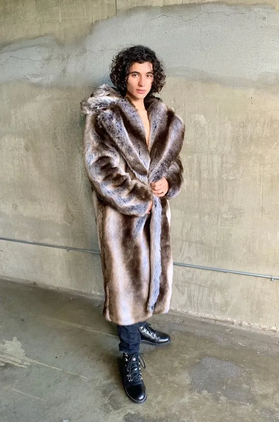 Men's Vandal Coat in "Silver Brown Fox" Chinchilla