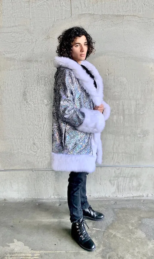 Men's Wizard Coat in "White Reptile"