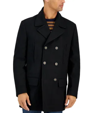 Michael Kors Mens Regular fit Double Breasted Peacoat Coat 44 R Black Solid