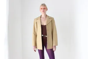 Minimal 90s LAMBSKIN Leather Buttery Soft Neutral Coat