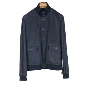 Navy suede Valstarino bomber jacket