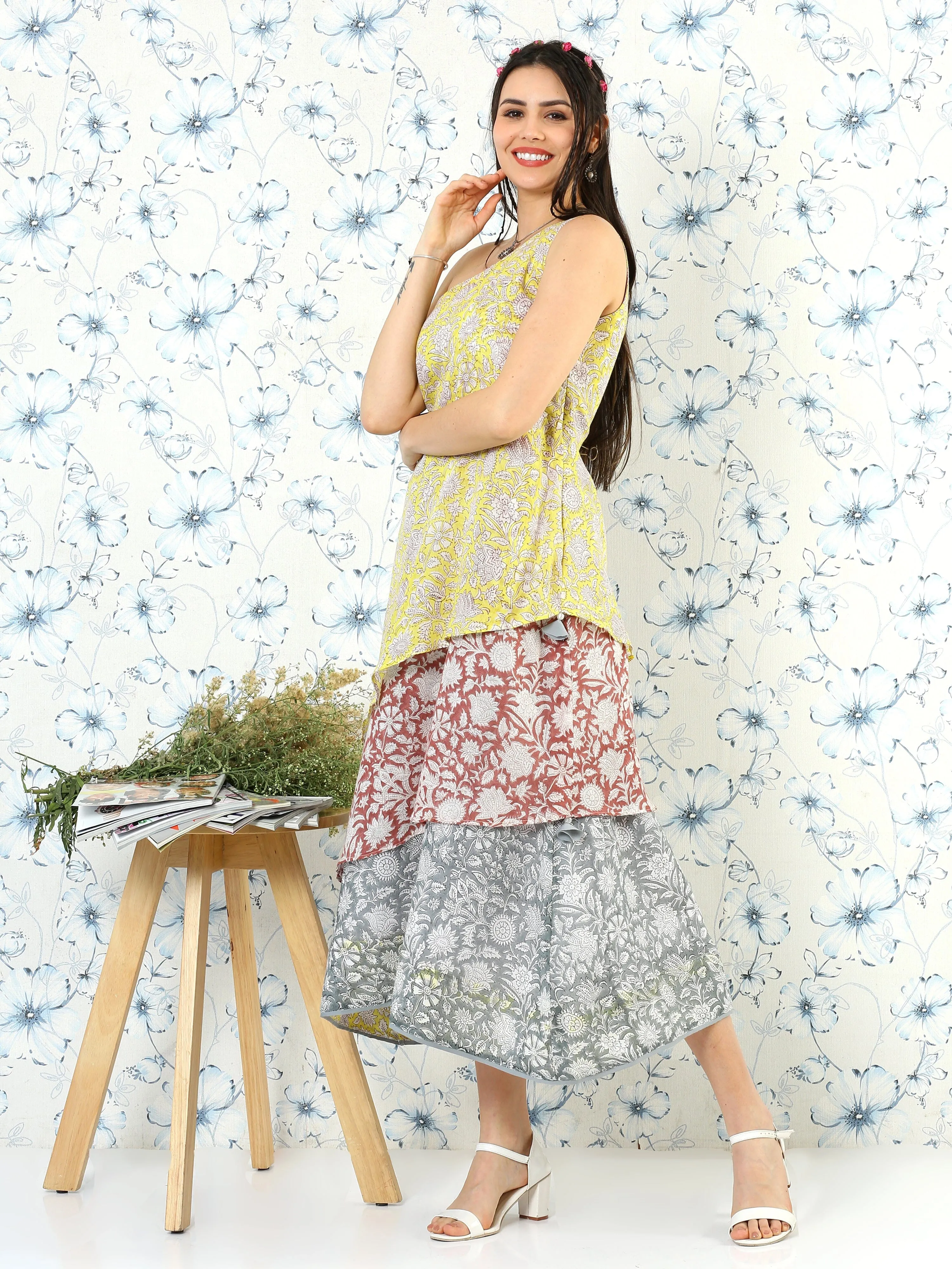One Shoulder Floral Dress