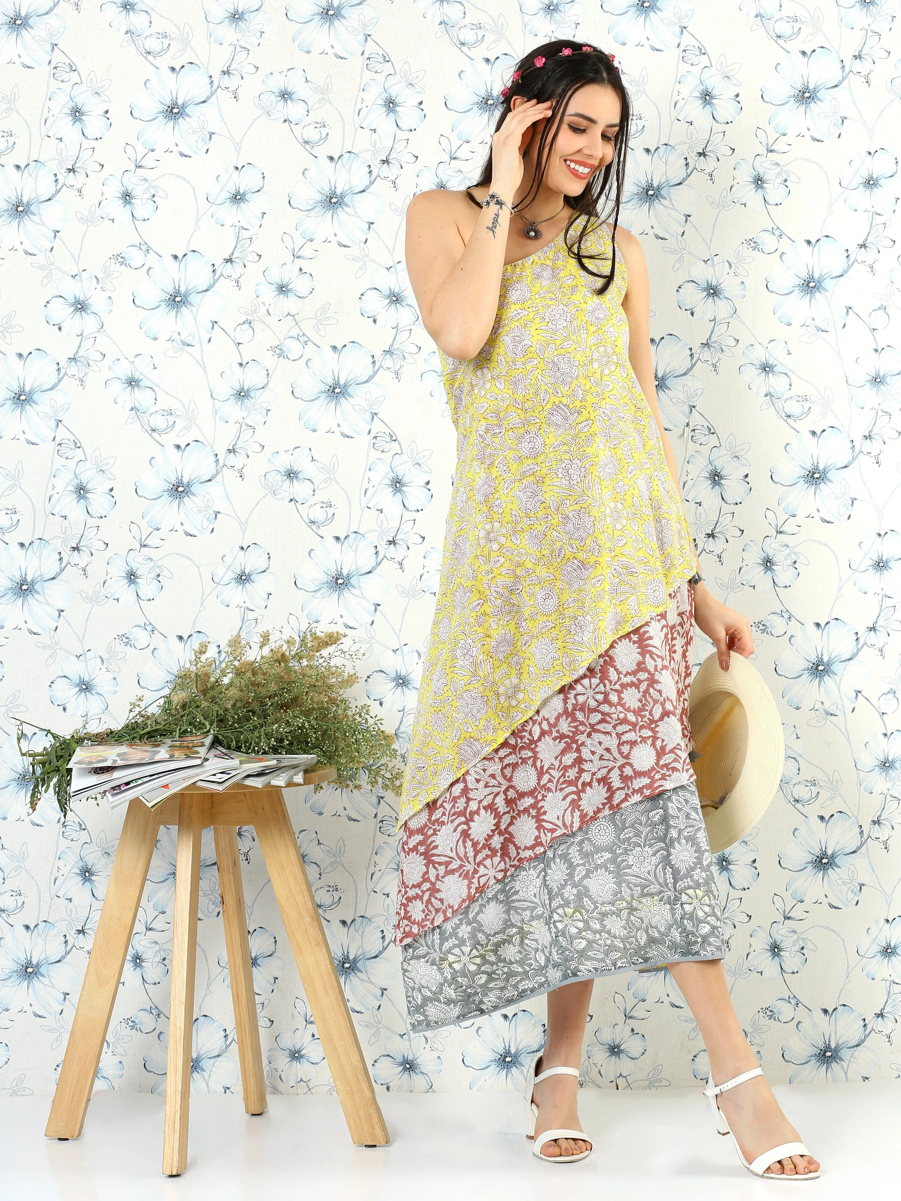 One Shoulder Floral Dress