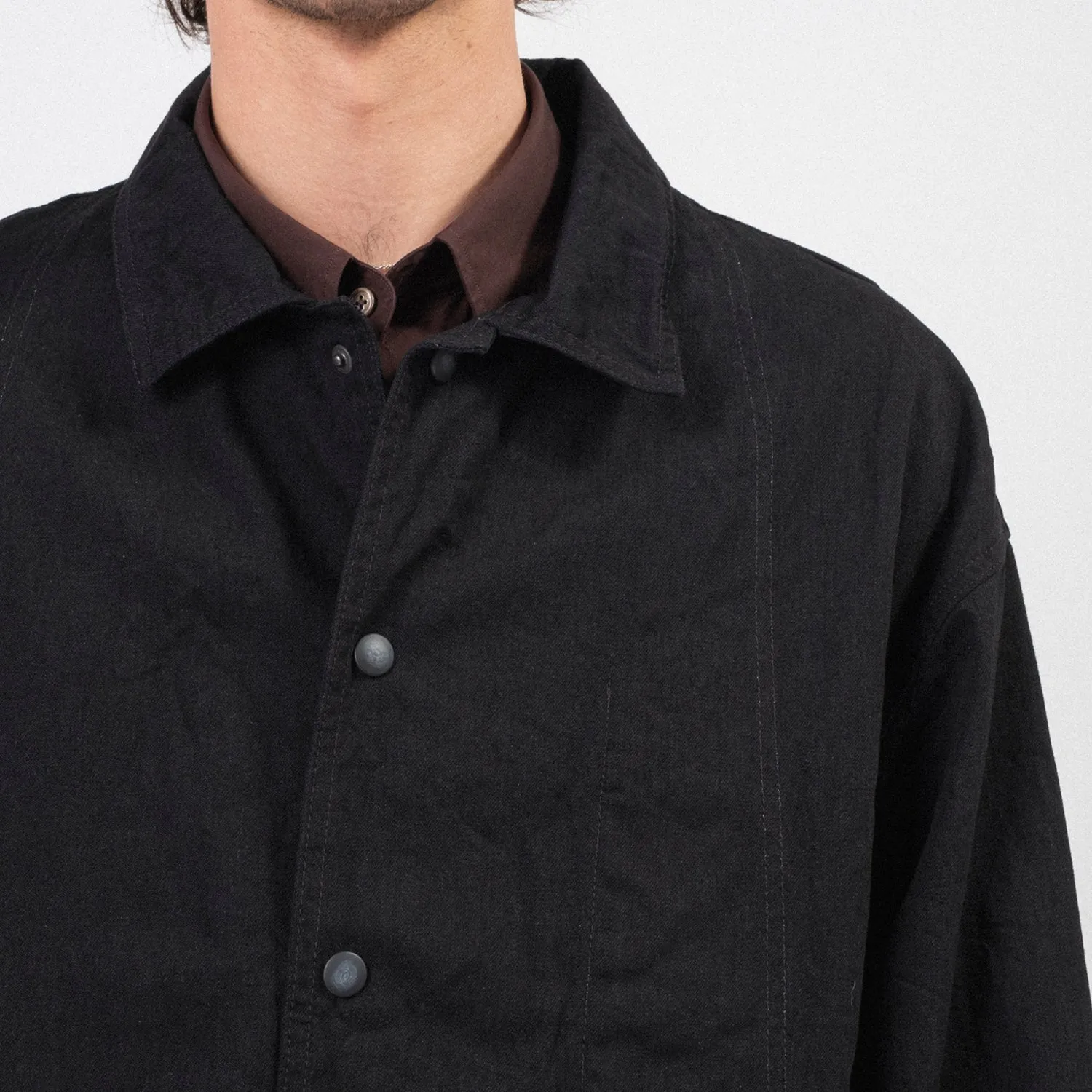 [PORTER CLASSIC] CLASSIC DENIM MIL-SHIRT JACKET _ BLACK