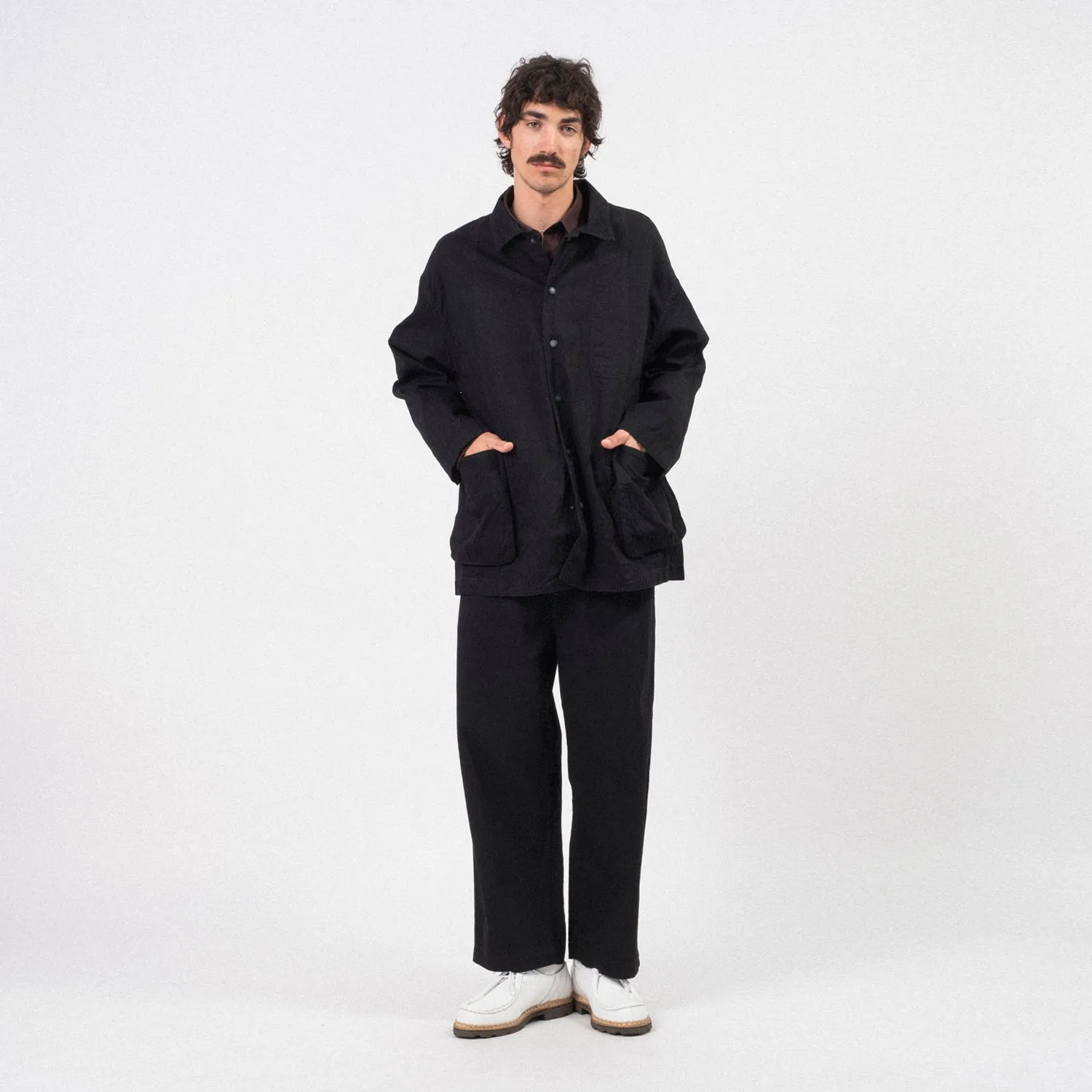 [PORTER CLASSIC] CLASSIC DENIM MIL-SHIRT JACKET _ BLACK