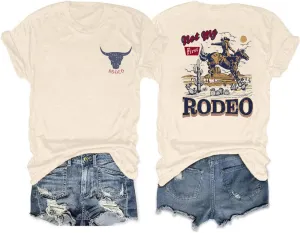 Rodeo Graphic Tee Shirts Women Steer Skull Western T-Shirt Vintage Country Music Shirt Cowboy Graphic Tees Tops