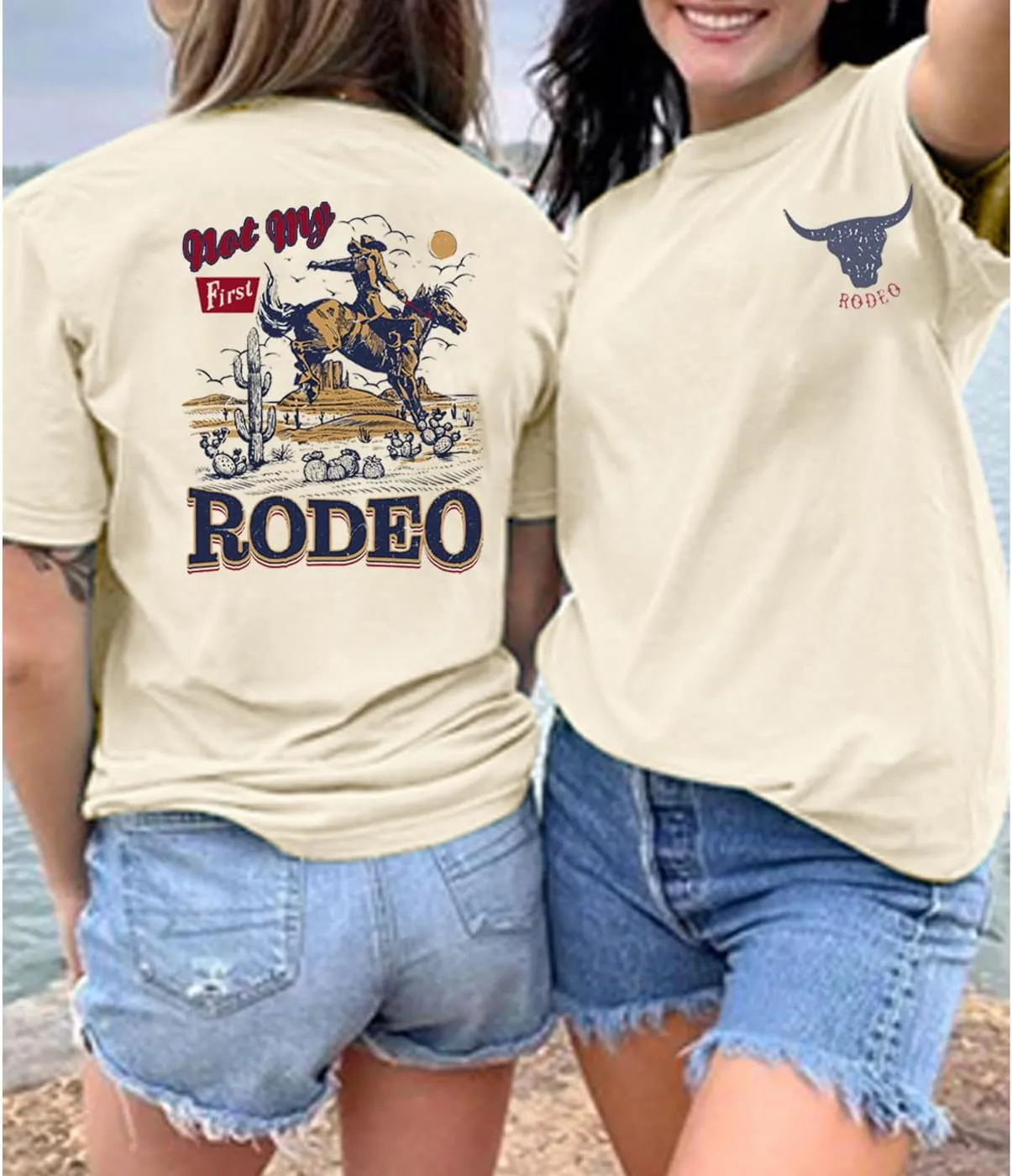 Rodeo Graphic Tee Shirts Women Steer Skull Western T-Shirt Vintage Country Music Shirt Cowboy Graphic Tees Tops
