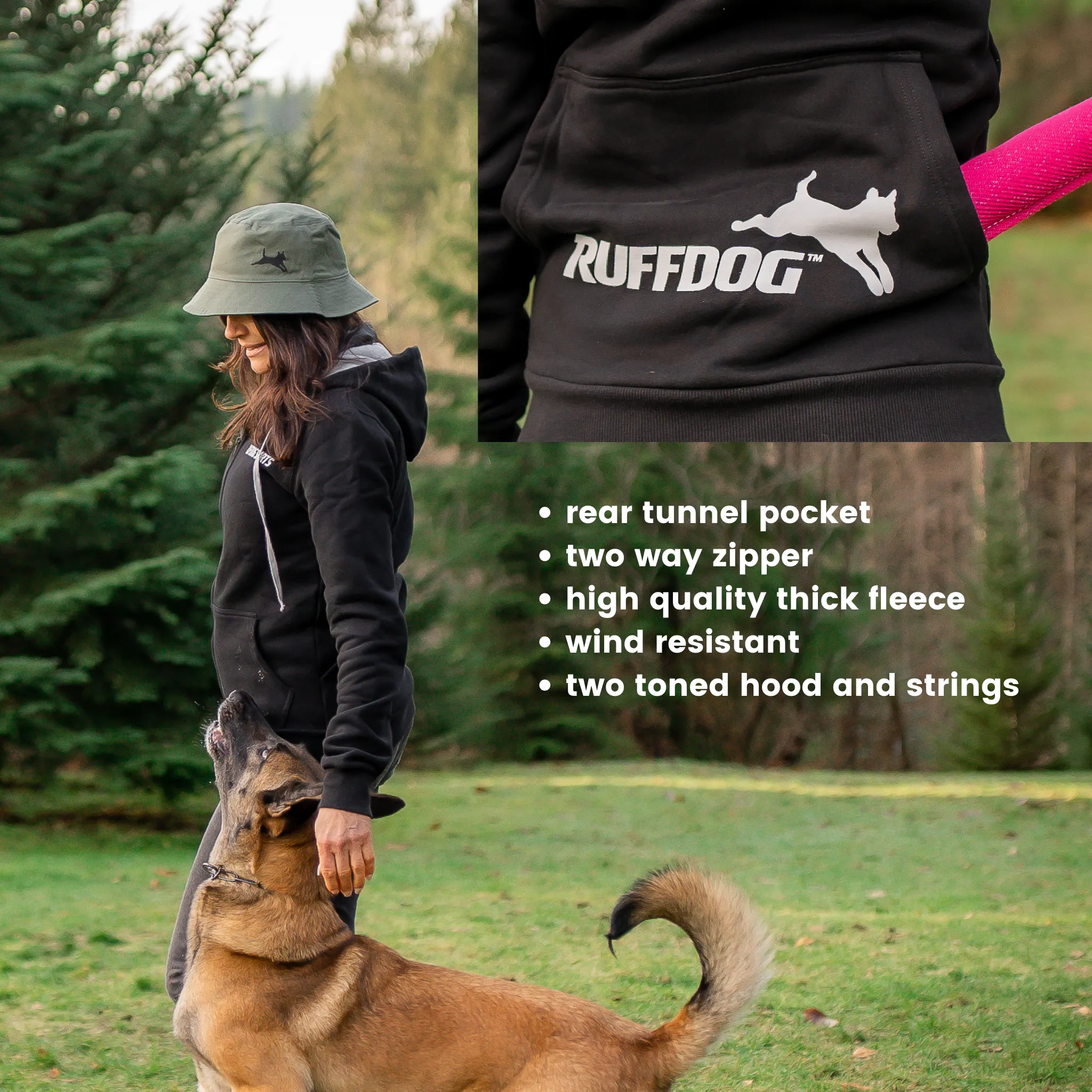 Ruffdog ODIN Hooded Fleece Dog Trainer Jacket BRICK