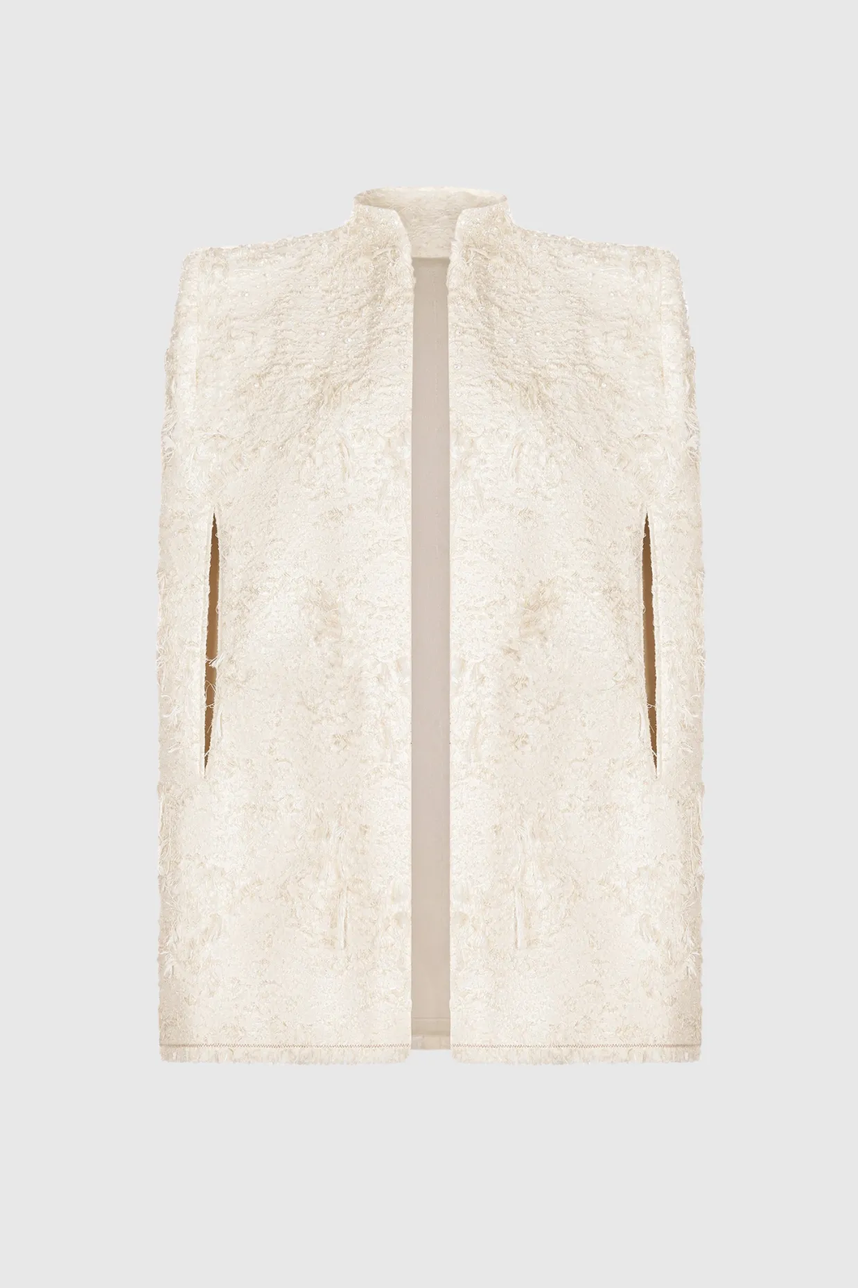 Santos Jacquard Beaded Cape - Beige