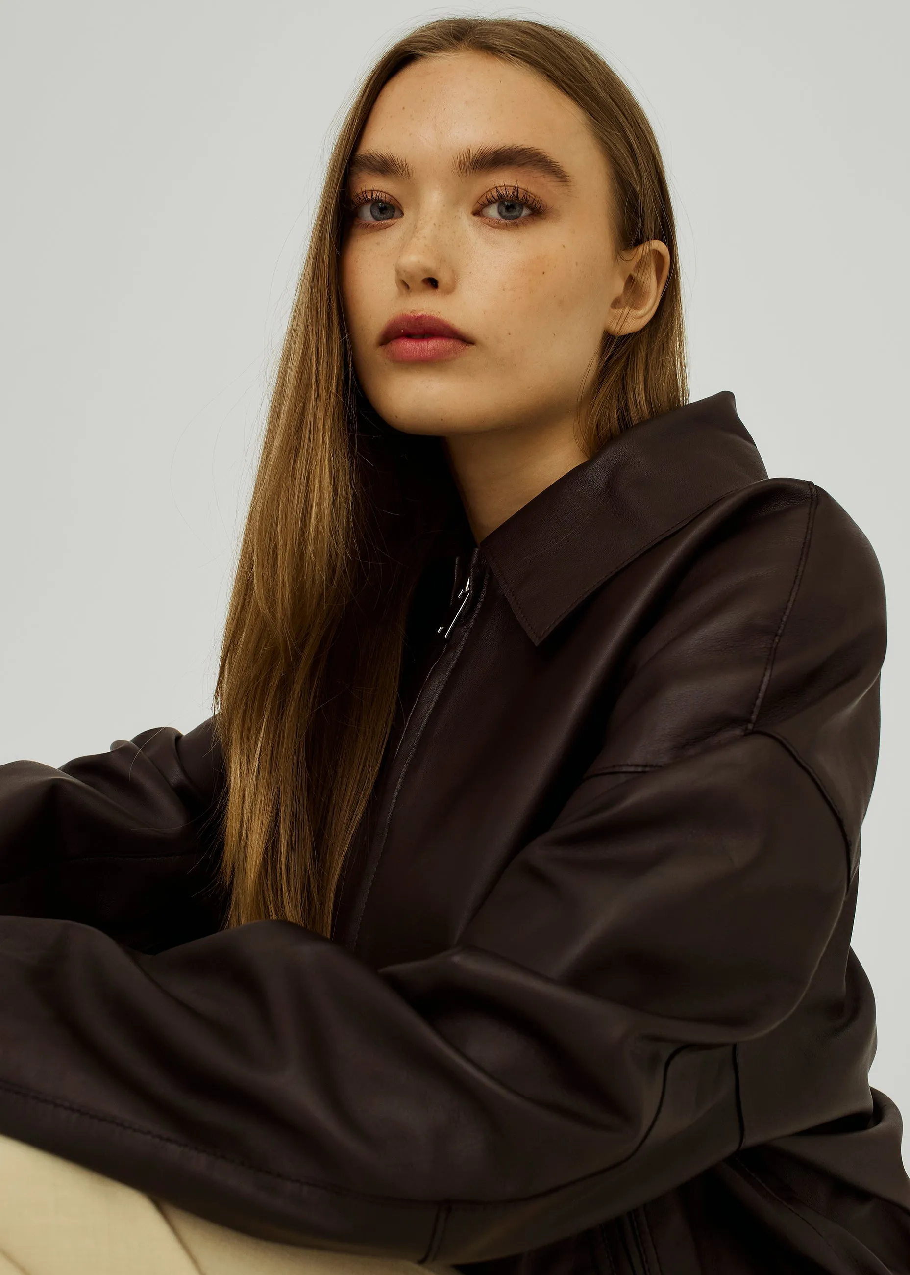 Shelby leather jacket - Dark Brown