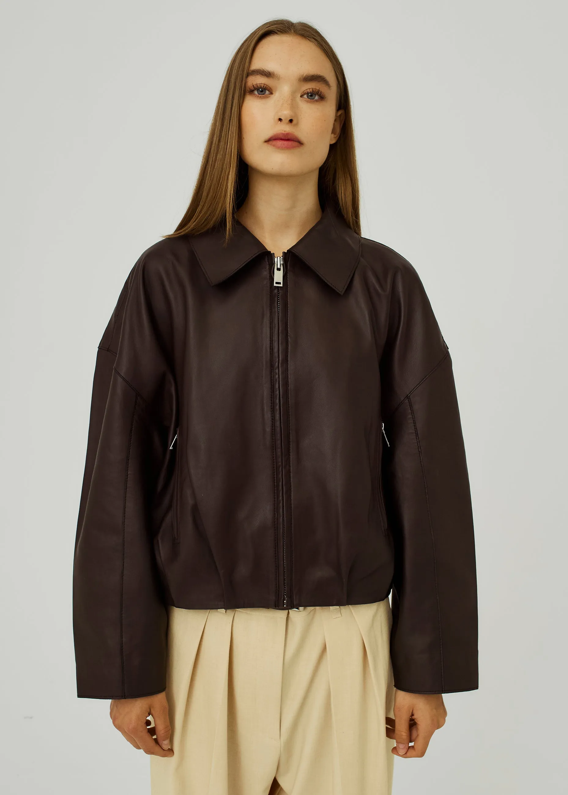 Shelby leather jacket - Dark Brown