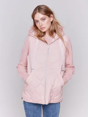 Short Quilted Puffer Vest With Hood - Quartz