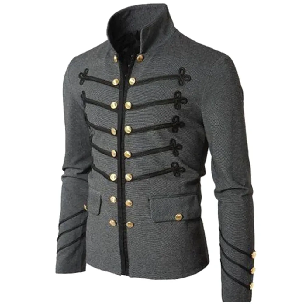 Steampunk Gothic Military Jacket – Men's Vintage Punk Frock Coat for Bold Style