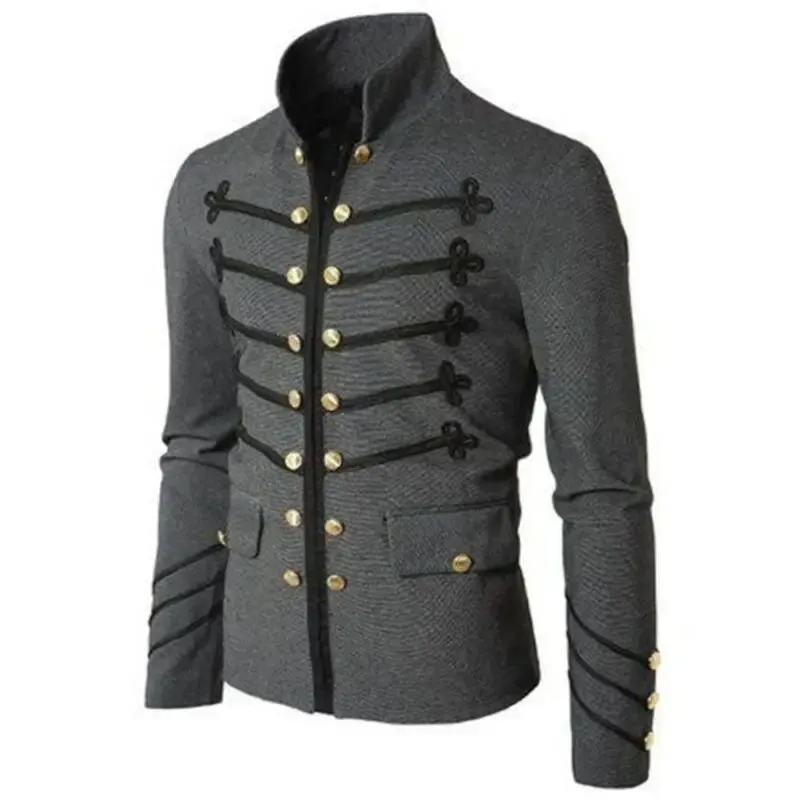 Steampunk Gothic Military Jacket – Men's Vintage Punk Frock Coat for Bold Style