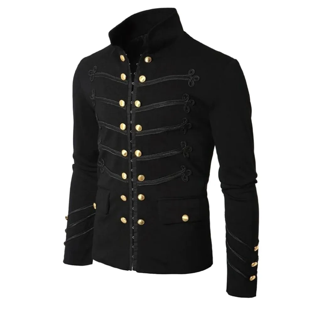 Steampunk Gothic Military Jacket – Men's Vintage Punk Frock Coat for Bold Style