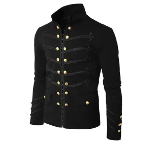 Steampunk Gothic Military Jacket – Men's Vintage Punk Frock Coat for Bold Style