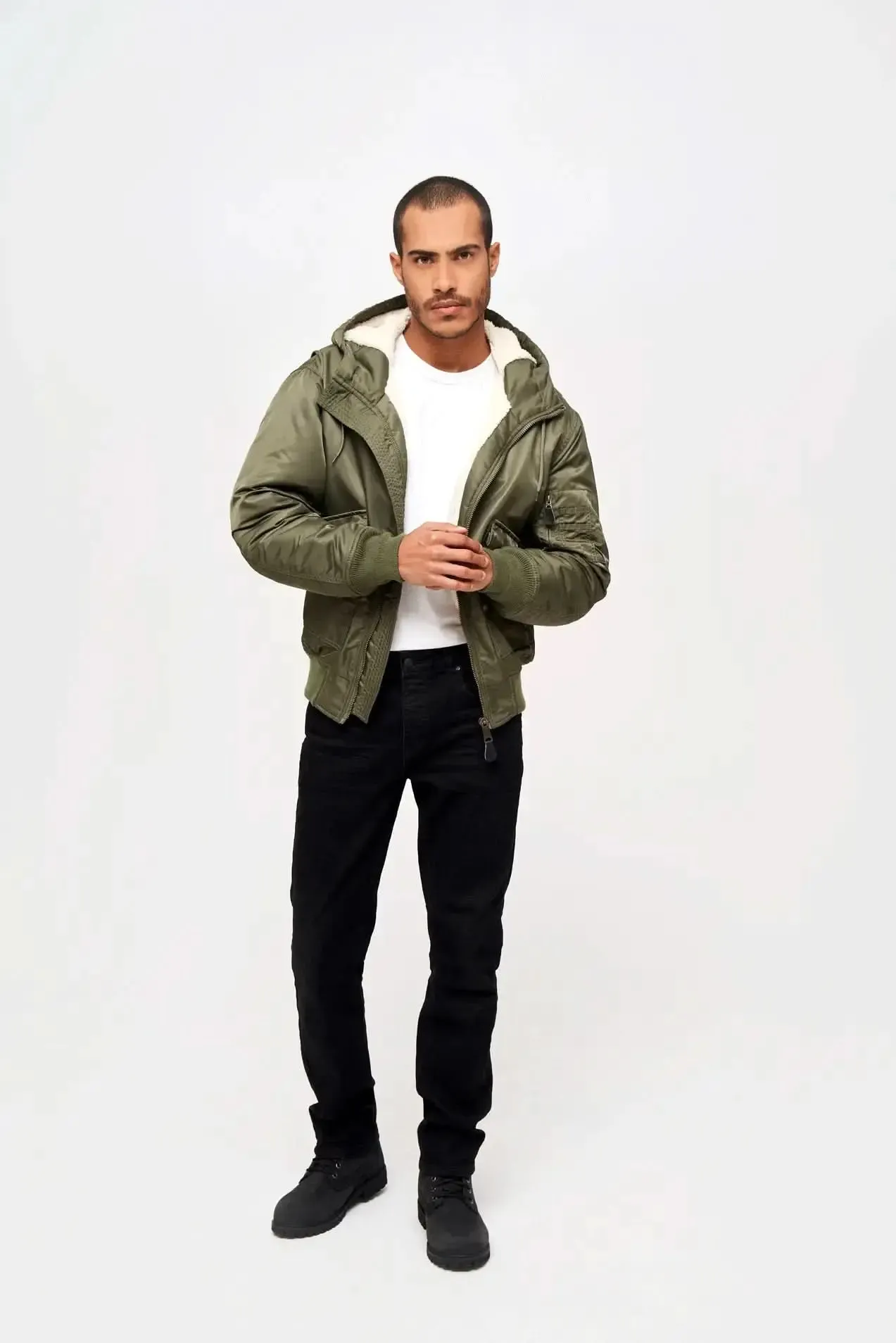 Teddy Fur-Infused Flight Jacket with Cozy Lining