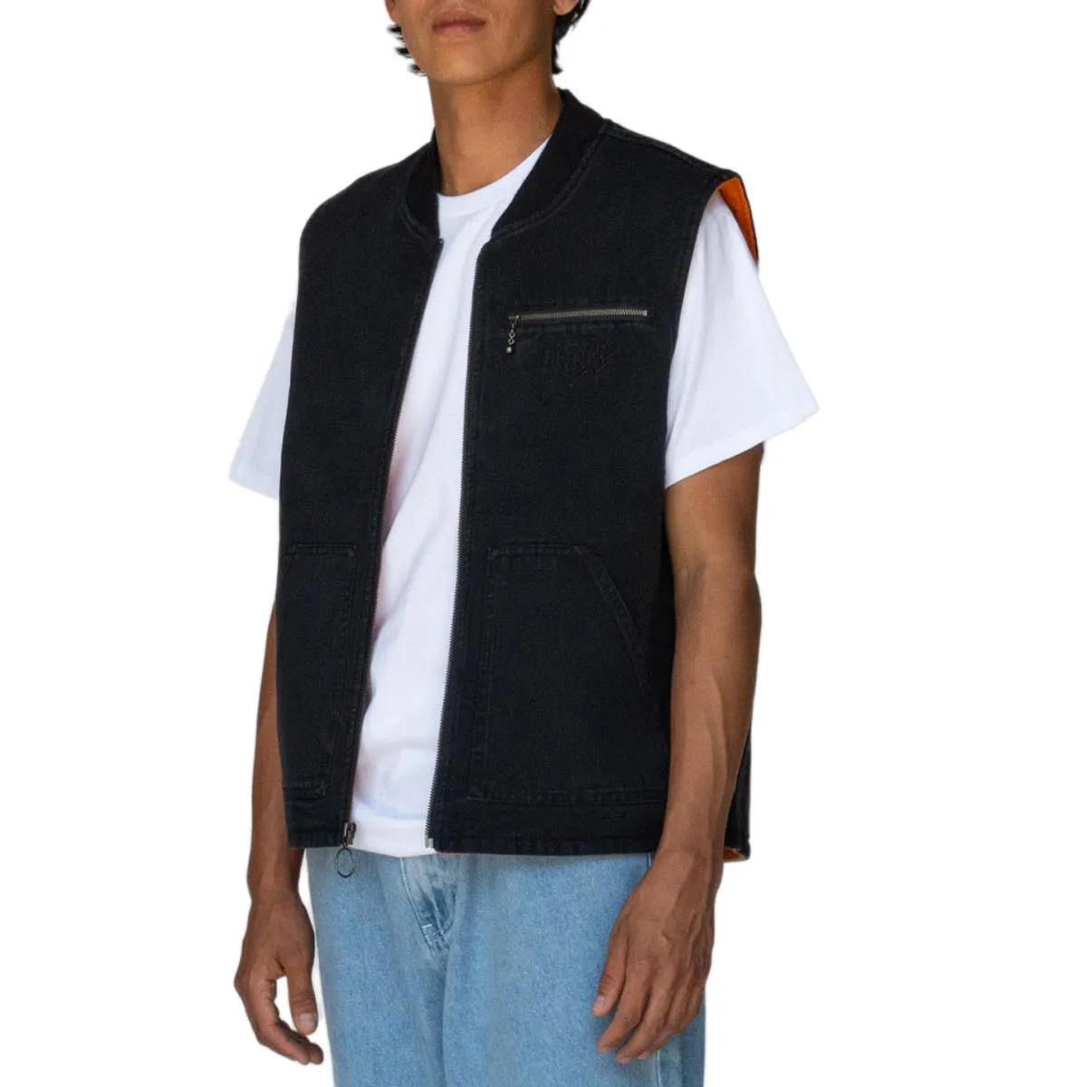 Welcome Splinter Enzyme Washed Vest Jacket - Black