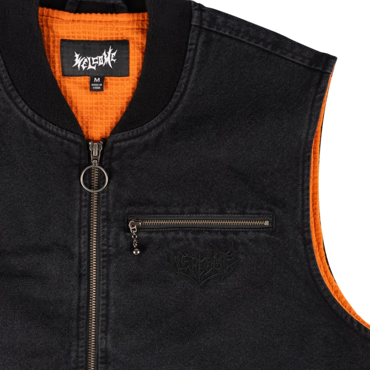 Welcome Splinter Enzyme Washed Vest Jacket - Black