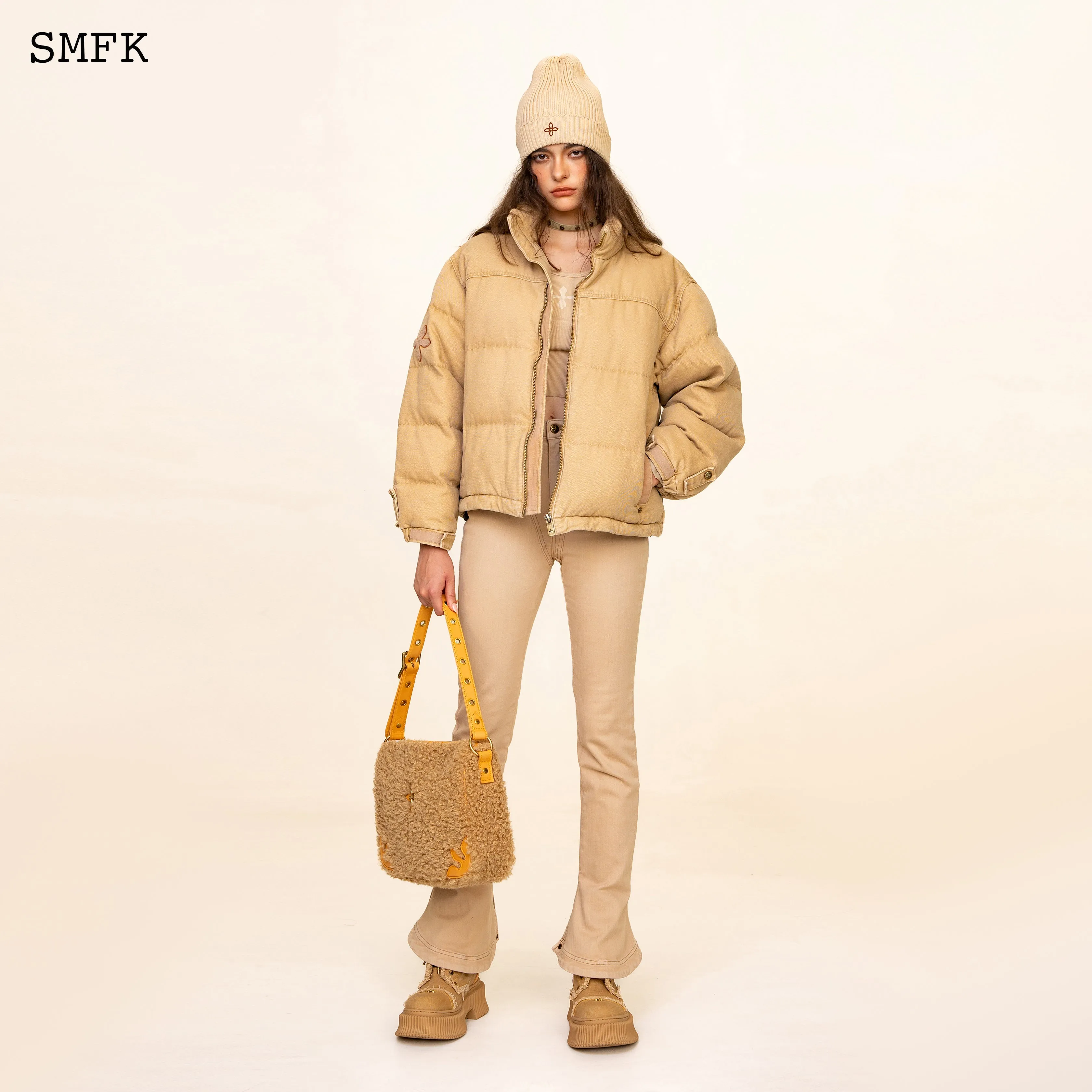 WildWorld Adventure Hiking Puffer Jacket In Wheat