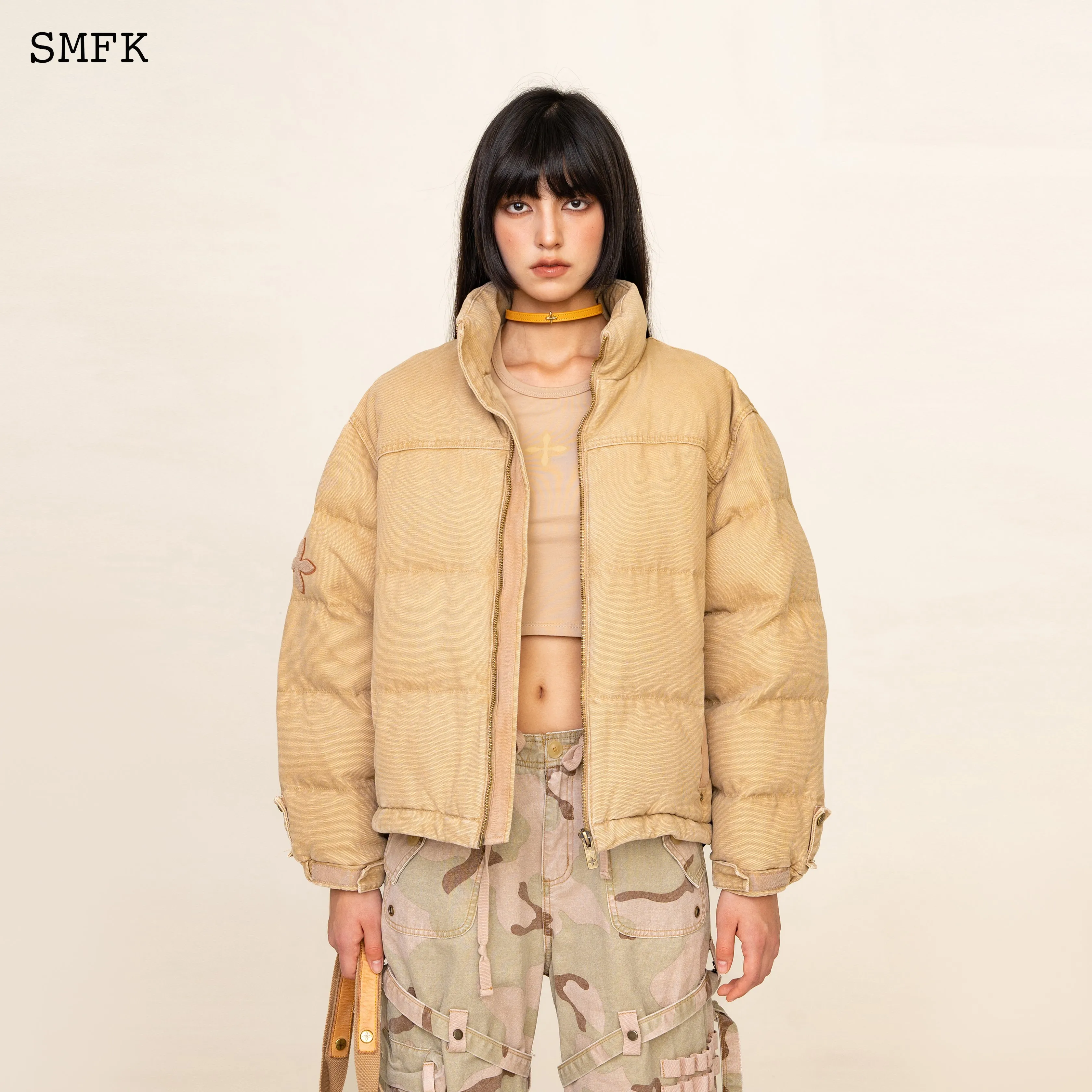 WildWorld Adventure Hiking Puffer Jacket In Wheat