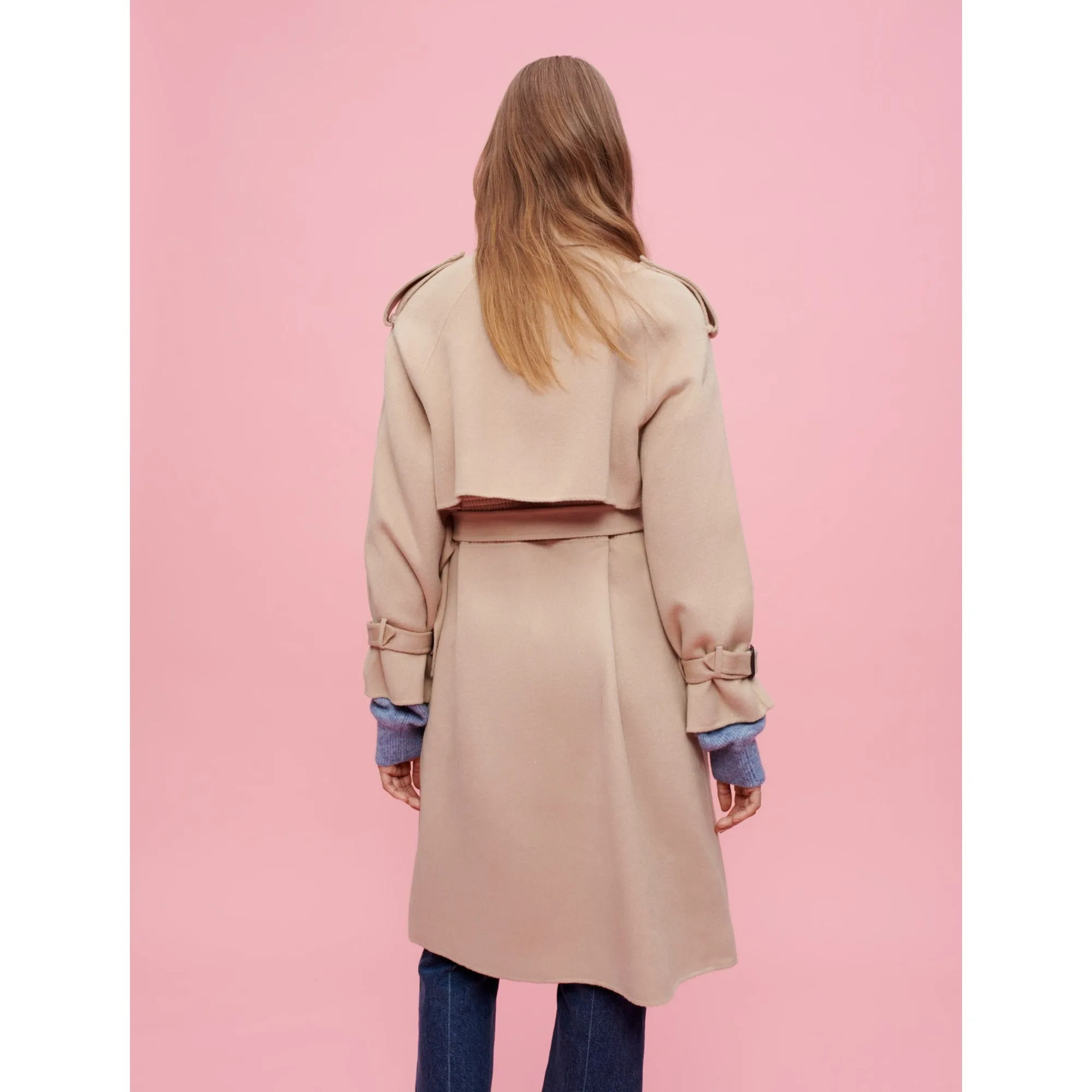 Women Double-Faced Trench Coat - Beige