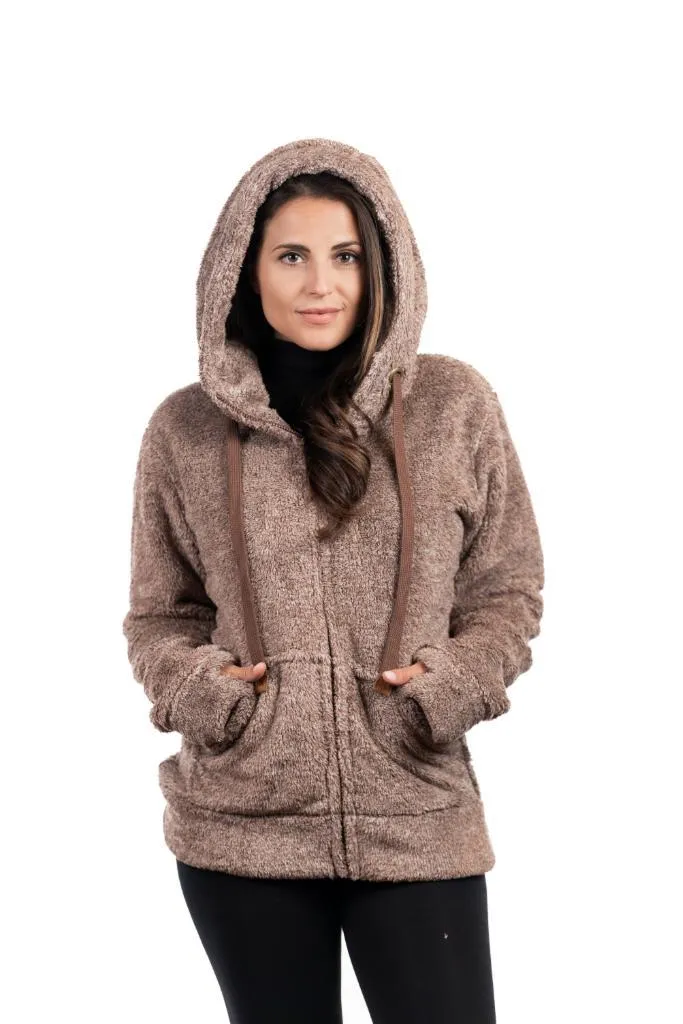 Women's Fuzzy Fleece Hooded Jacket