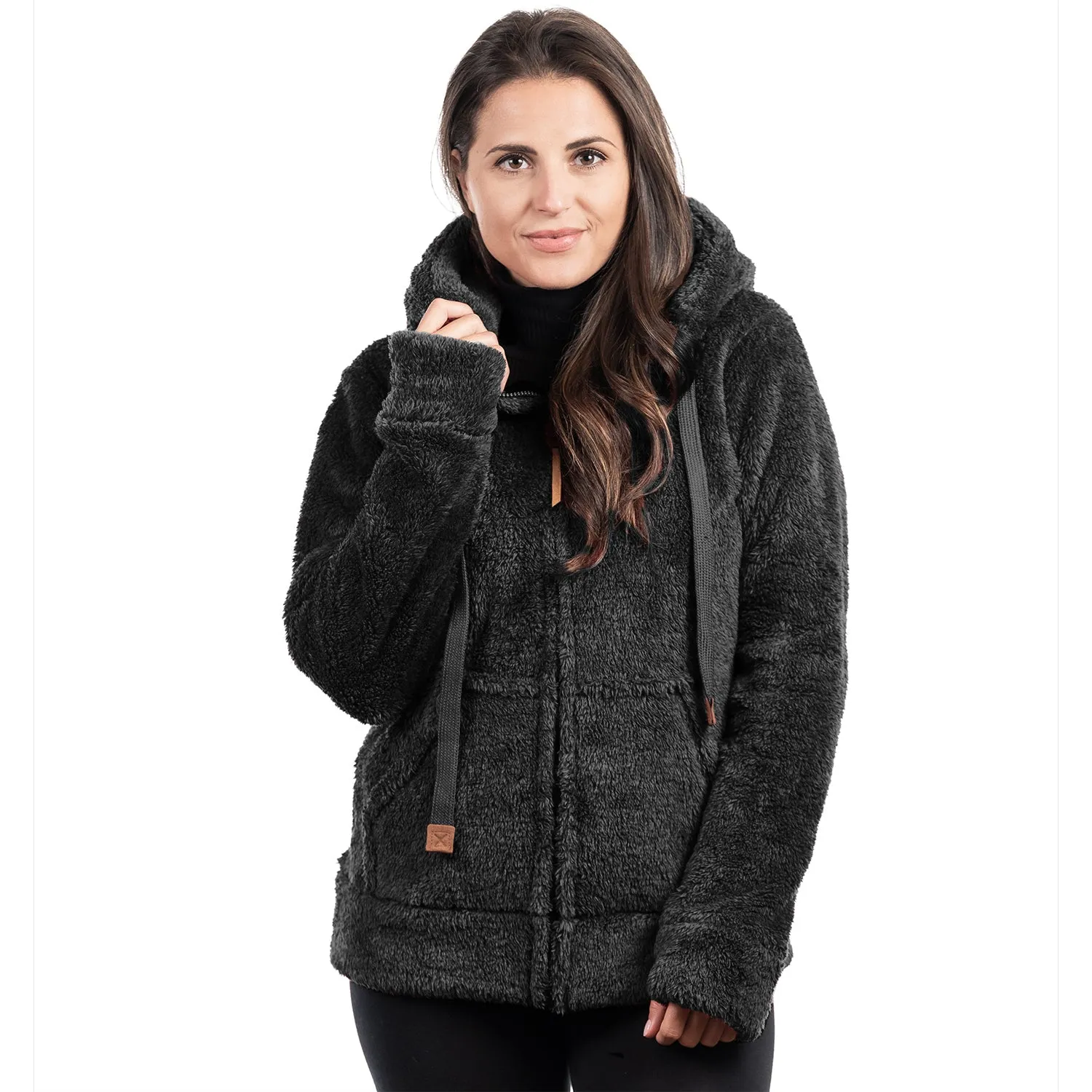 Women's Fuzzy Fleece Hooded Jacket