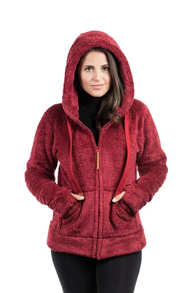 Women's Fuzzy Fleece Hooded Jacket